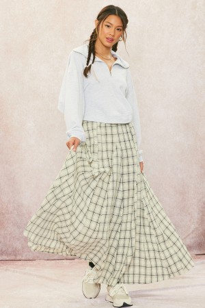 SK872A<br/>Checkered Maxi Skirt